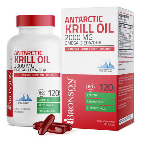 Bronson Aceite De Krill Antártico 2000 Mg Con Omega-3 Epa, 