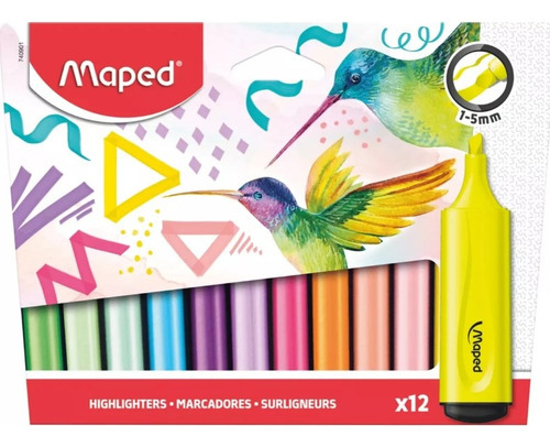 Kit Marca Texto Pastel + Neon C/ 12 Cores Sortidas Maped