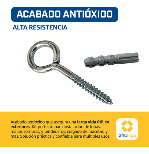 Kit 4 Armella 3 1/2 Uso Rudo Kit Instalacion Malla Sombra