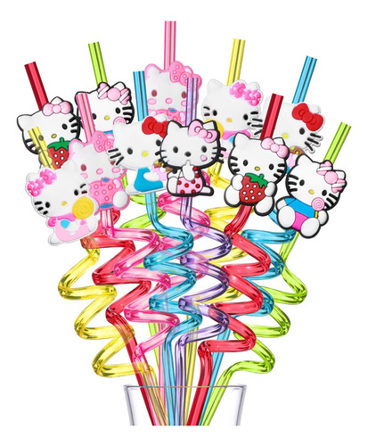 Pajitas Reutilizables De Hello Kitty Favores De Fiesta Para