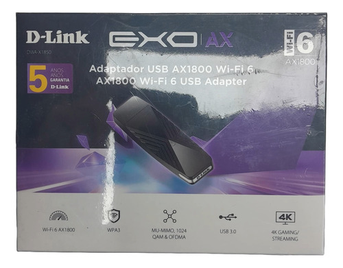 Adaptador Usb D-link Wifi 6 Ax1800 Dwa-x1850