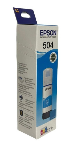 Botella De Tinta Epson 504 T504 Cian   Nuevo Y Facturado