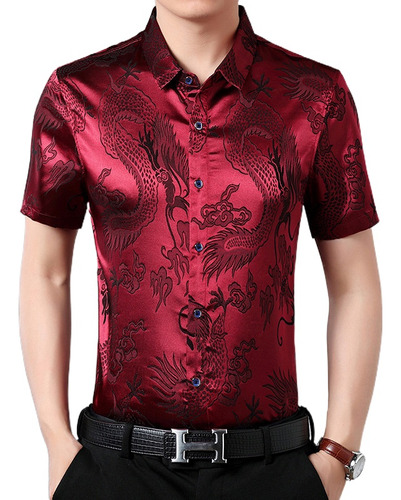 Camisa Casual Sin Planchar De Manga Corta Para Hombre