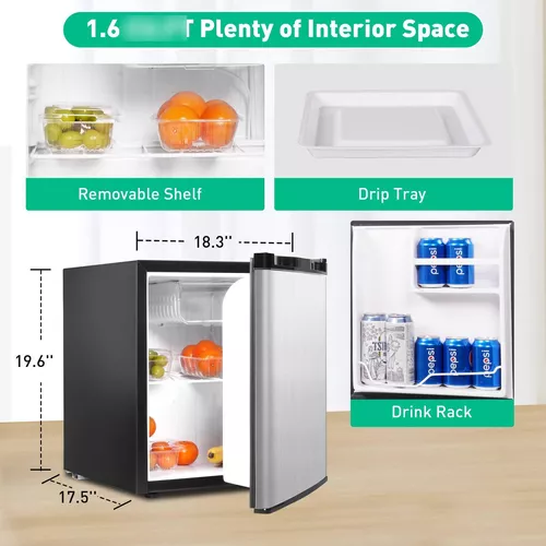 Mini refrigerador de 1.6 pies cúbicos con congelador,  refrigerador/congelador compacto de una sola puerta con estante extraíble,  refrigerador pequeño