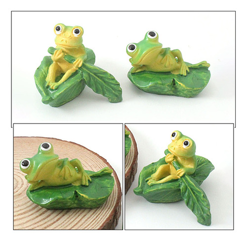 2 Estatuas De Ranas Domésticas En Miniatura Hechas En Resina