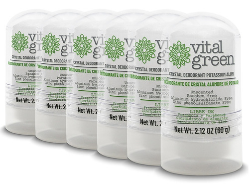 Vital Green Desodorante Cristal Alumbre 60gr (paq 6 Unds)