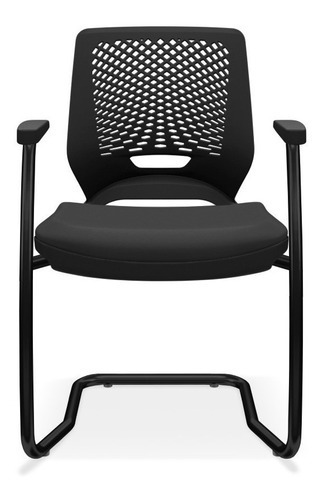 Cadeira Escritório Beezi Base S Com Braços Couro Plaxmetal