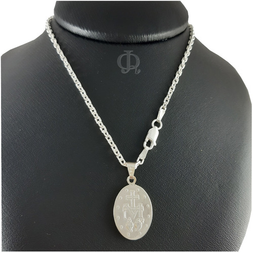 Imagen 2 de 3 de Cadena Forcet Y Medalla Virgen Milagrosa Maciza Plata 925