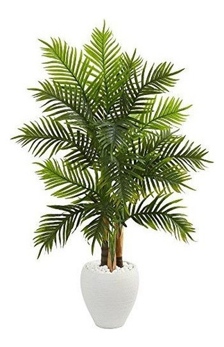 Nearly Natural 5649 5 Areca Palm Artificial Tree En Blanco P
