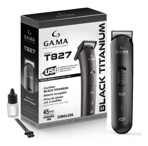 Imagen 4 de 12 de Cortadora Gama De Pelo Barba Trimmer Inalámbrica Accesorios Color Negro