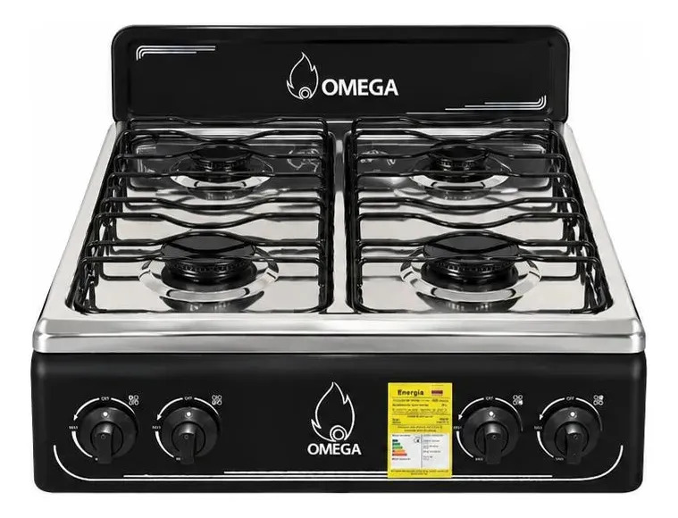 Estufa Omega 4 Puestos Acero I X Quemadores Lamina A Gas Negro