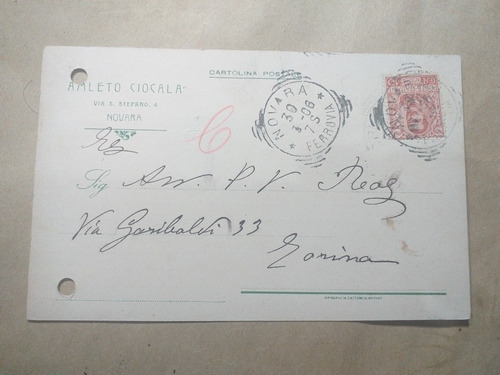 Italia Tarjeta Postal Ferrovia Novara A Marino 1906