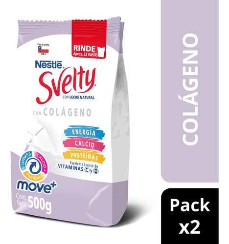 Leche En Polvo Svelty® Colágeno 500g Pack X2