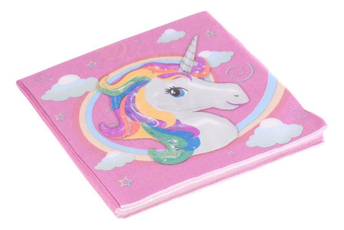 40 Piezas Servileta De Color Rosa Mágico Unicornio Para