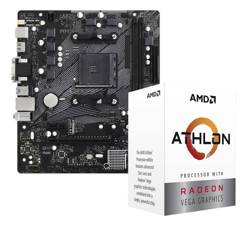 Combo Actualizacion Ddr4 Amd Athlon 3000g + A520 Am4 Color Negro
