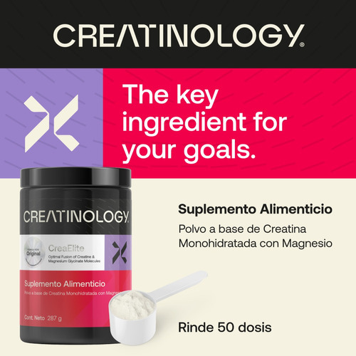 Imagen 3 de 6 de Creatina Monohidratada Polvo Creatinology Magnesio 287g Sabor Neutro