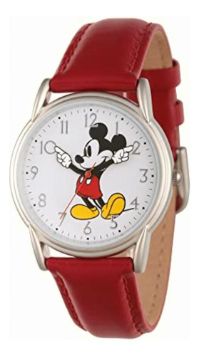 Disney Mickey Mouse Reloj Para Mujer, Color Plateado. Correa