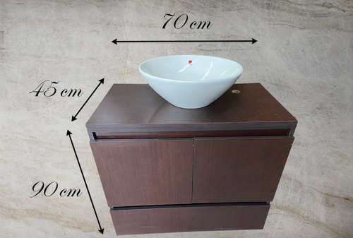 Mueble De Baño Flotante Ovalin Lavabo Melamina Wengue Wc