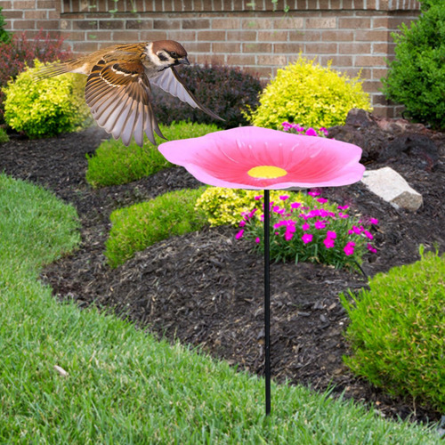 Comedero Para Pájaros De 20 Pulgadas De Altura Con Rosa