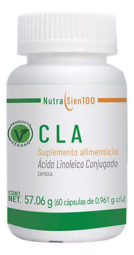 Cla Acido Linoleico Termogénico Vegano Nutrasien 60cap Sabor Sin Sabor