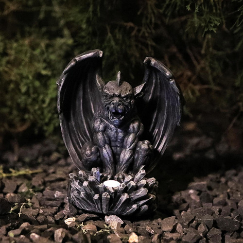 Estatua De Jardín De Esculturas De Con Lámpara Solar Negro