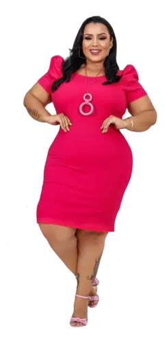 Vestido manga cheap bufante canelado