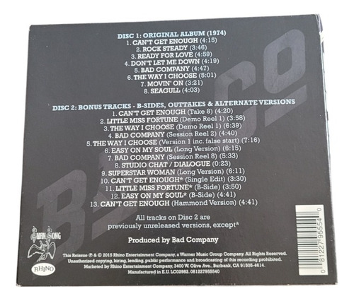 Cd Bad Company Bad Co Duplo Importado Deluxe Ed. Digipack (Usado)