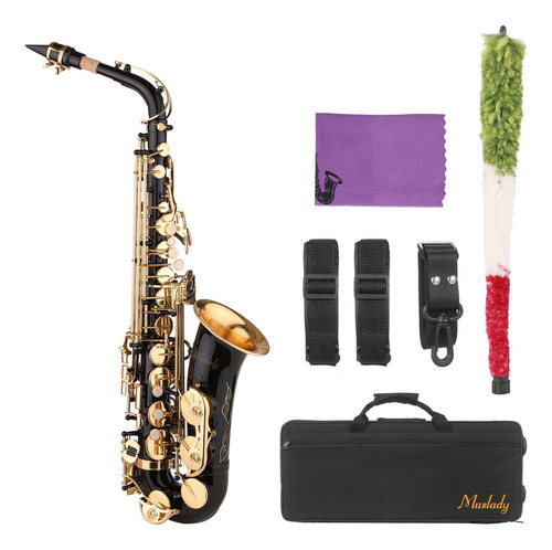 Muslady Saxofón Negro Pintura E Flat Saxo For Principiante