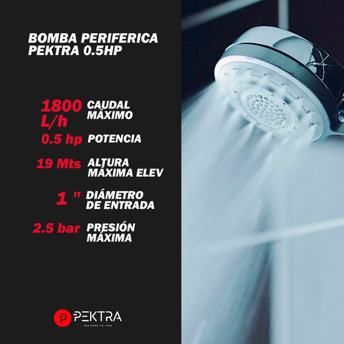 Imagen 2 de 6 de Bomba Periferica Agua Pektra 1/2hp Qb 60 Elevadora 20 Mts