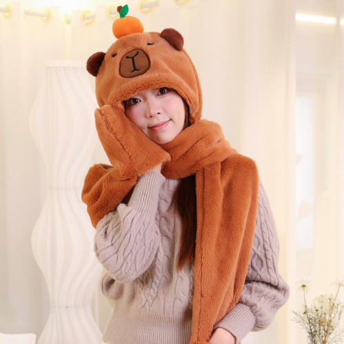 Conjunto De Bufanda Con Guantes Y Gorro Con Capucha Sombrero