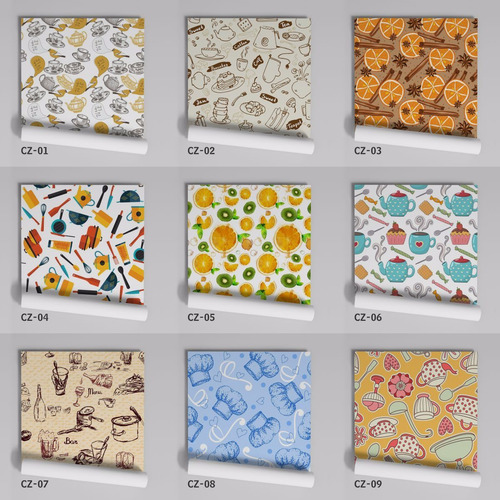 Imagem 4 de 9 de Papel De Parede Adesivo Cozinha Frutas - Cz-24 Lavável