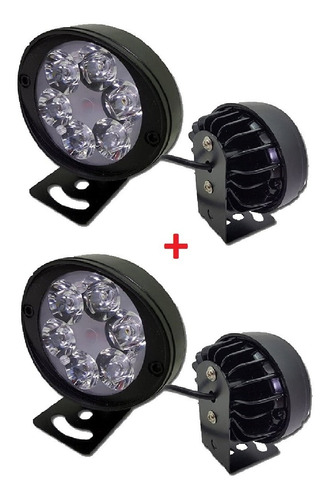 Kit 2 Faros Auxiliares 6 Led Con Soporte Moto Bici Auto. En Panther Moto