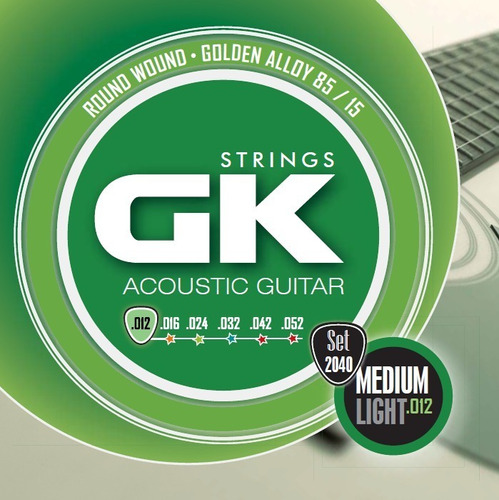Encordado Guitarra Acustica Gk 2040 012 Medium X6 Encordados