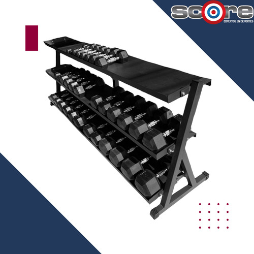 Porta Mancuernas 3 Niveles 16 Pares 5-80 Libras Gym Wod Pro