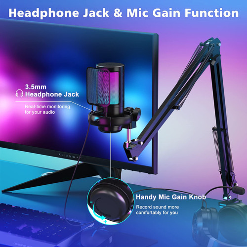 Micrófono Usb Condensador Para Pc/ps4/mac/phone Con Soporte