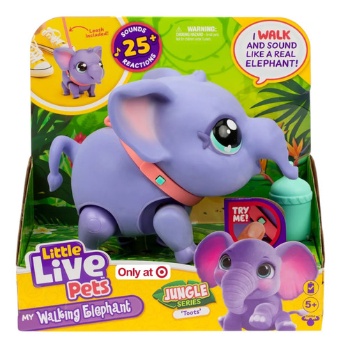 Elefante de estimação interativo Little Livepets com movimento violeta