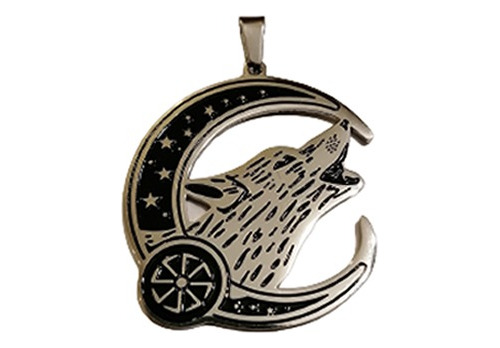 Collar Vikingo Fenrir Moon, Acero Inoxidable, Hombre