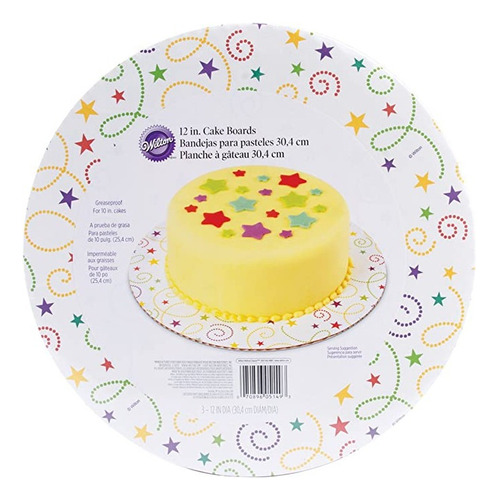 Disco Decorativo Wilton Para Tortas. 12 Diámetro 3pzas