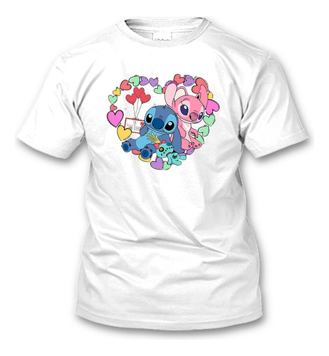 Playera San Valentin Stitch Y Angela Parejas Novios Amor