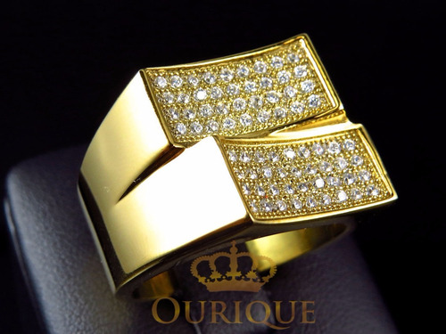 Anel Masculino Em Ouro 18k Com Diamantes