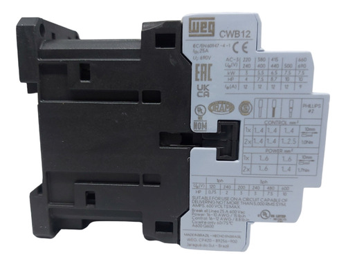 Contator Tripolar Weg Cwb12 12a 24vcc
