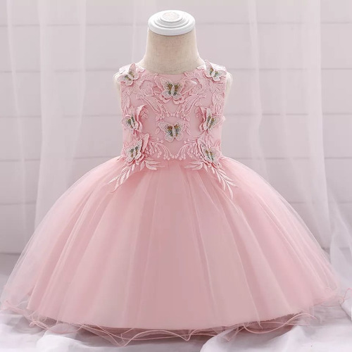 Vestido De Bebé De Fiesta Mini-mi Modelo Samara Rosa