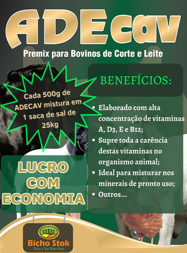 Adecav 20kg Premix Vitamina B12 Bovino Equino Suíno Agrocave