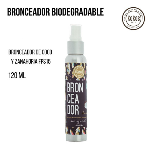 Bronceador Biodegradable De Coco Fps 15 120ml Kokos Organic