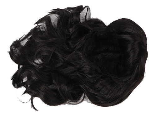 Peluca Rizada For Mujer Longitud Media Color Negro