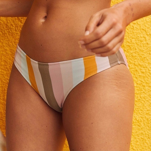 Bikini Con Rayas Amarillas, Marrones Y Rosas Aerie Xl