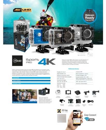Camara Deportiva Action Cam 4k Uhd Wifi Sumergible 30 Mt