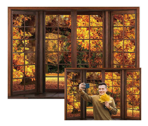 Allenjoy Telon Fondo Ventana Otoño 7 5 Pie Para Bosque