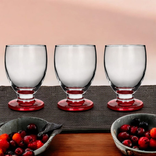 Juego De 6 Copas Para Agua Eleia Calidad Premium 370ml Color Rojo