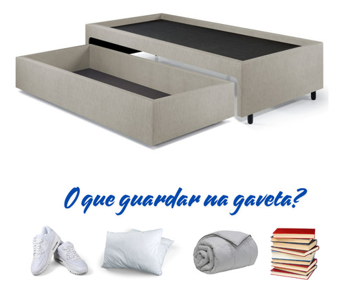 Box Com Gaveta 120 126x208x38 Cm Courino Linho Areia